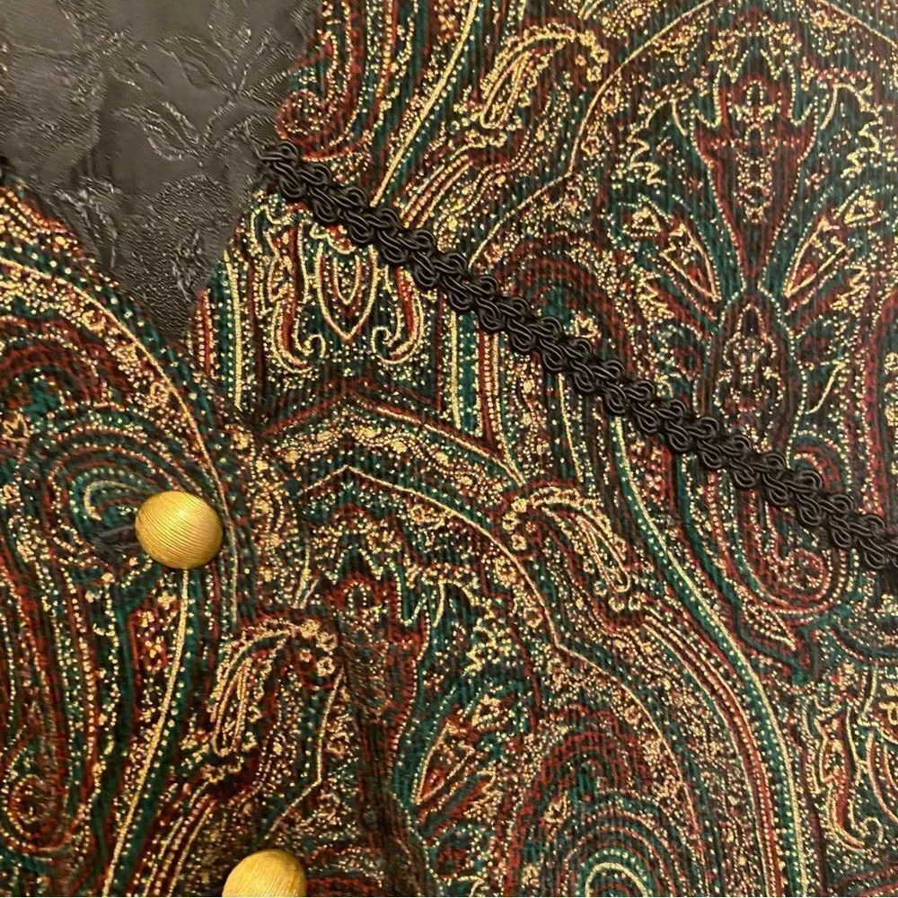Vintage waistcoat vintage button up character costume paisley gold button vest M